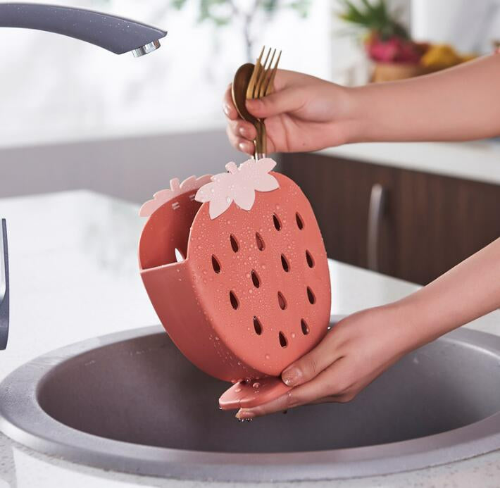 Kawaii Strawberry Cutlery Organizer Wakaii