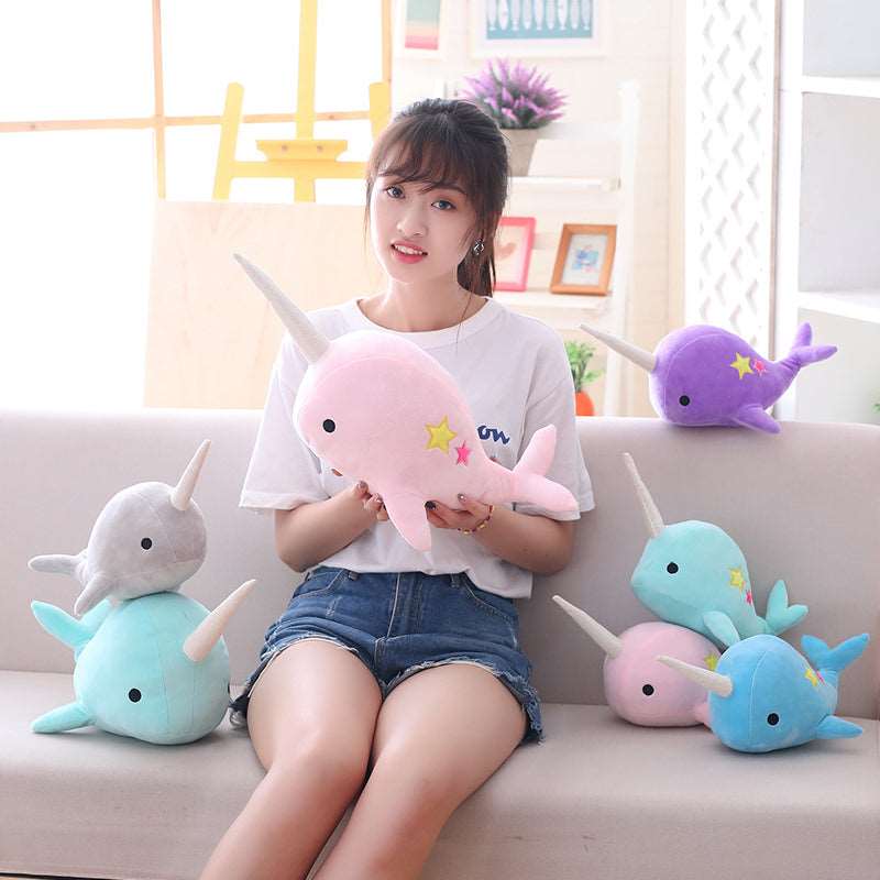Cute Cartoon Twin Star Narwhal Doll Plush Toy Cute Cute Twin Star Narwhal Doll Wakaii