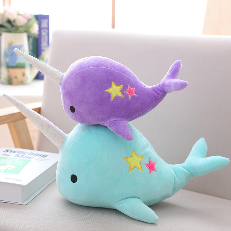Cute Cartoon Twin Star Narwhal Doll Plush Toy Cute Cute Twin Star Narwhal Doll Wakaii
