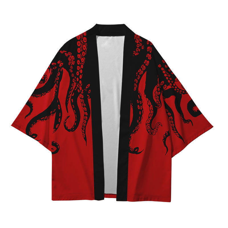 Octopus Print Japanese Kimono Wakaii