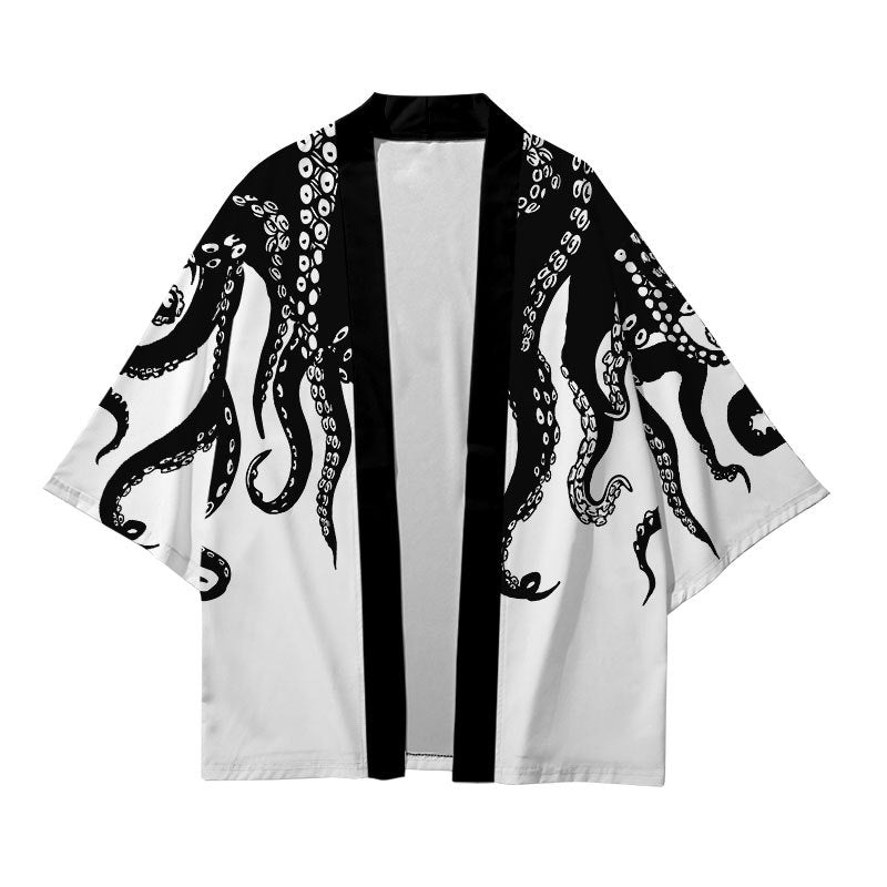 Octopus Print Japanese Kimono Wakaii