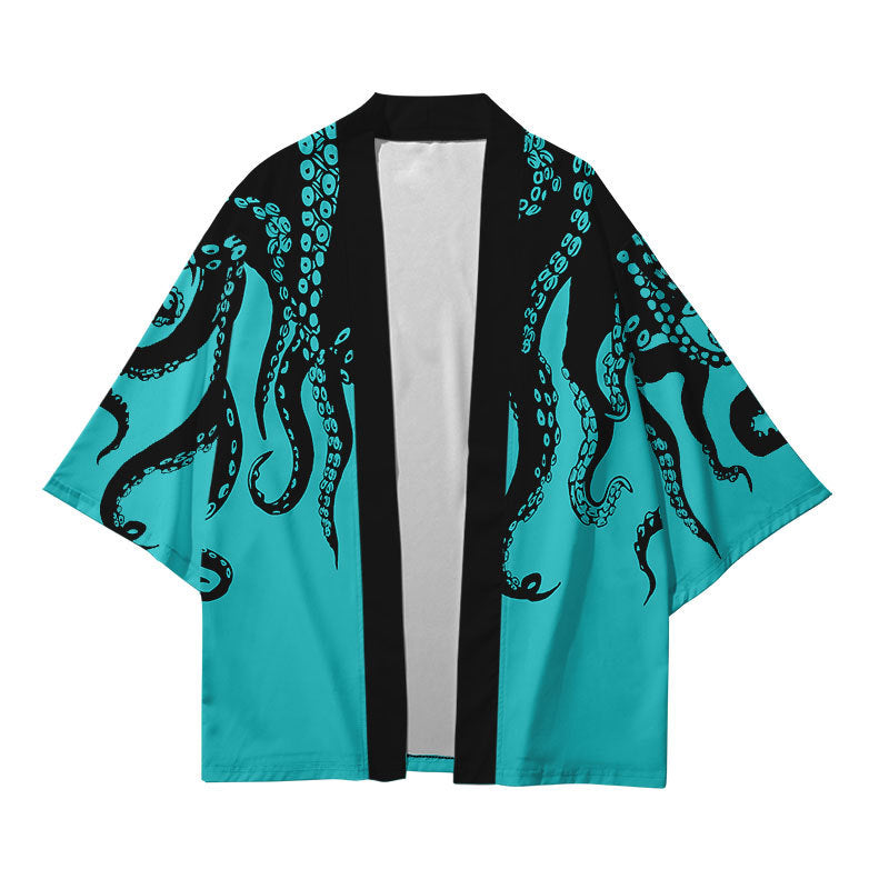 Octopus Print Japanese Kimono Wakaii