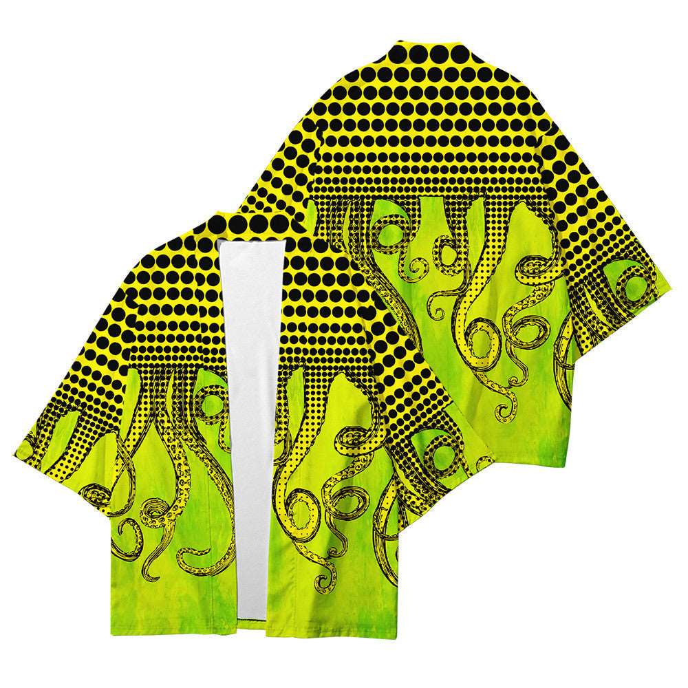 Octopus Print Japanese Kimono