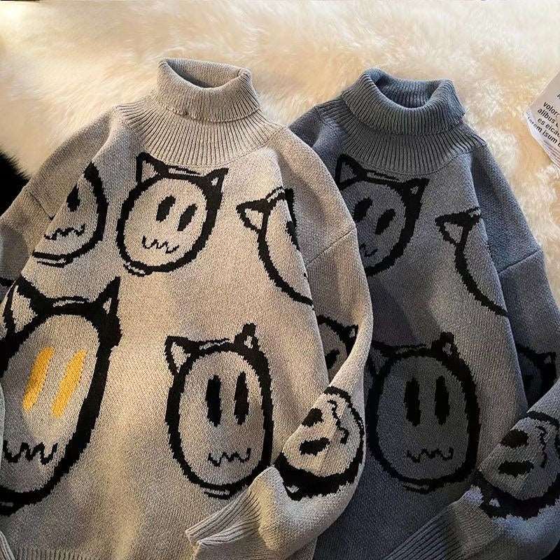 Retro Ghost Land Turtleneck Sweater