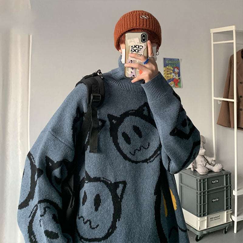 Retro Ghost Land Turtleneck Sweater