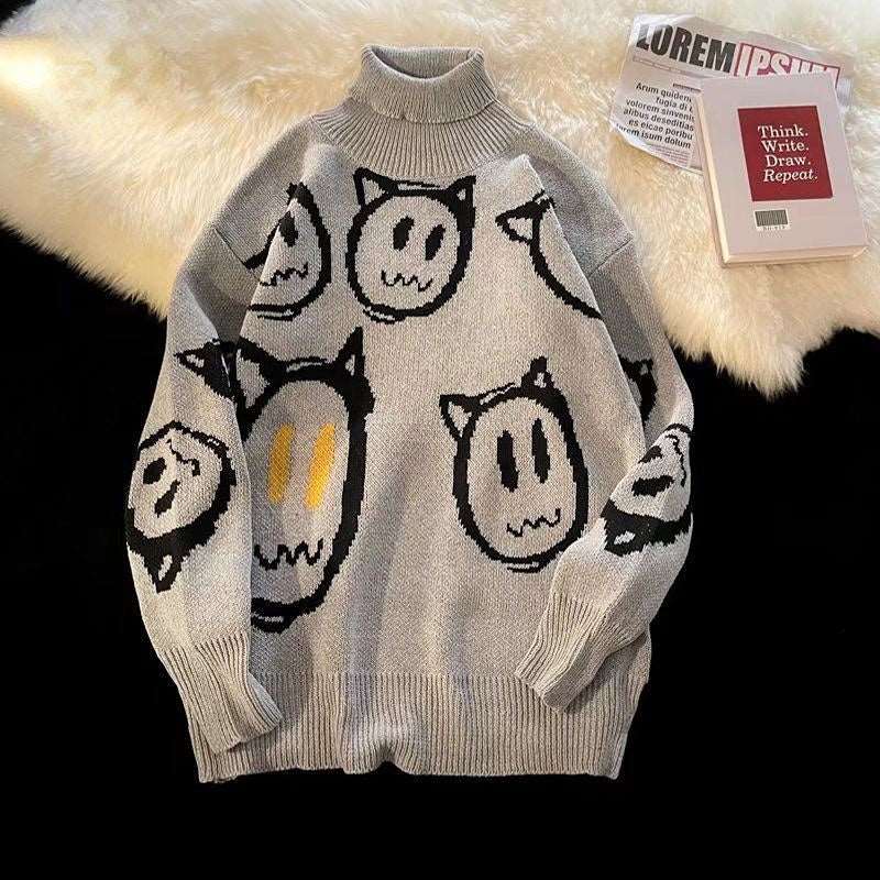 Retro Ghost Land Turtleneck Sweater