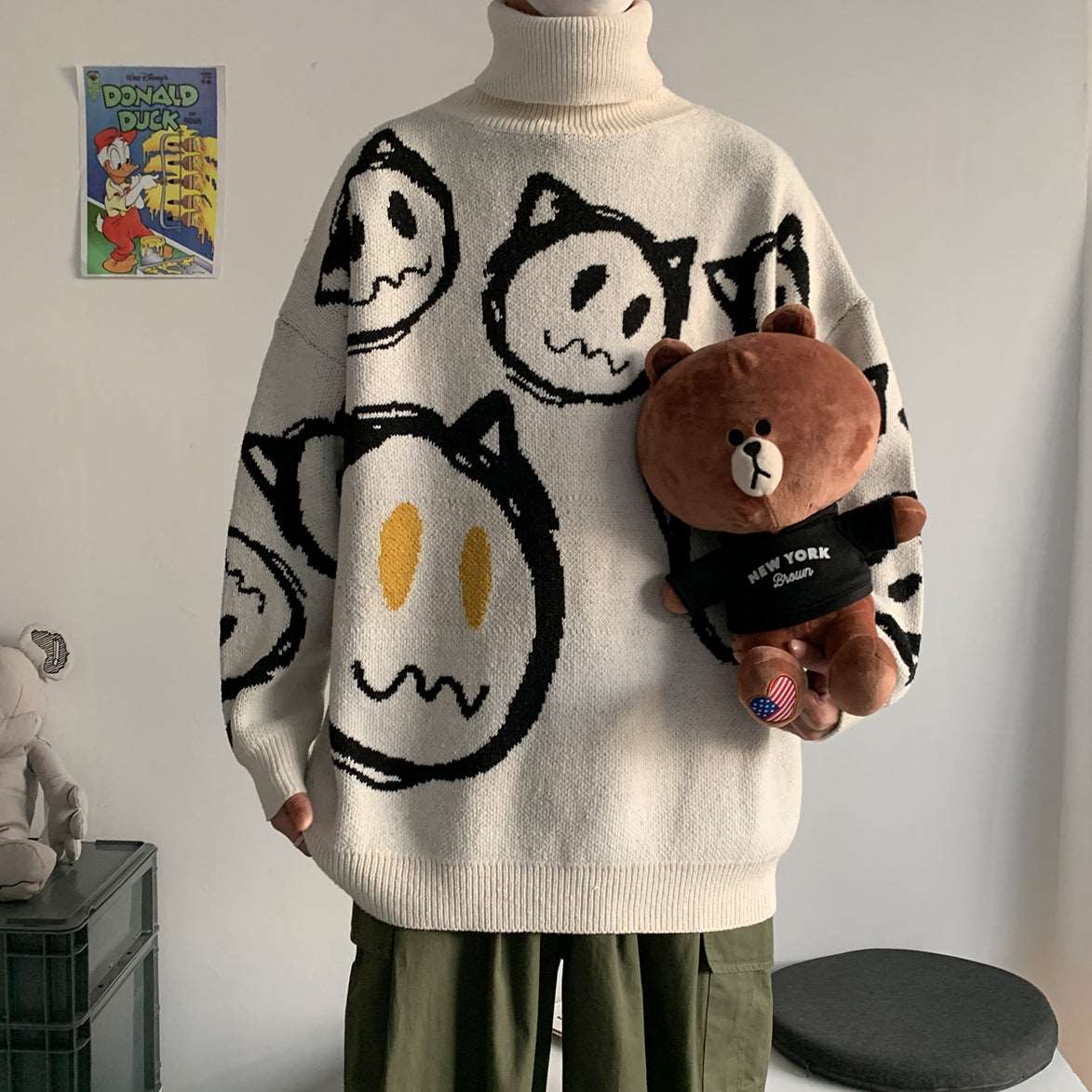 Retro Ghost Land Turtleneck Sweater