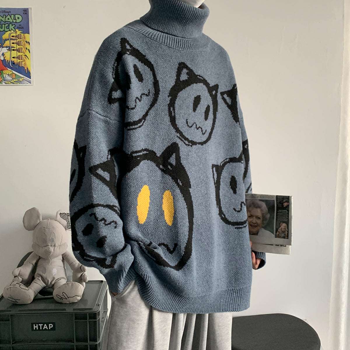 Retro Ghost Land Turtleneck Sweater