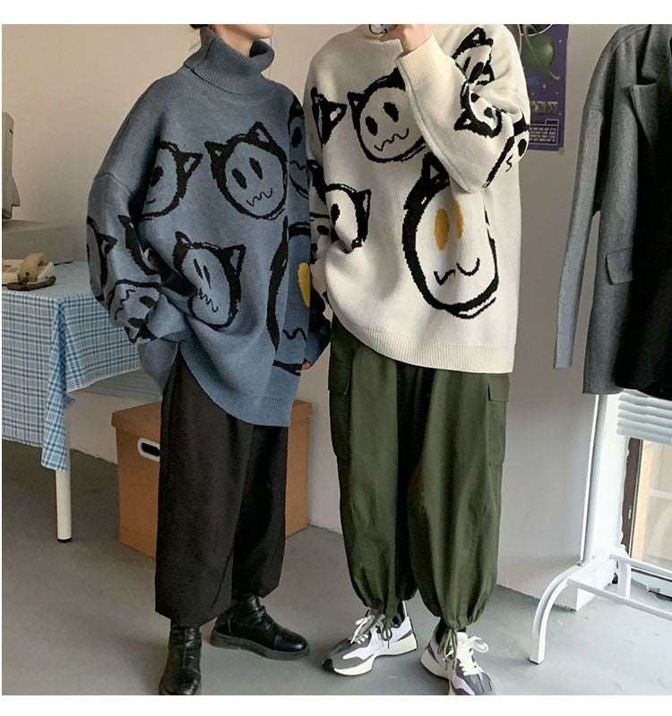 Retro Ghost Land Turtleneck Sweater