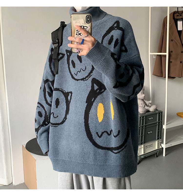 Retro Ghost Land Turtleneck Sweater