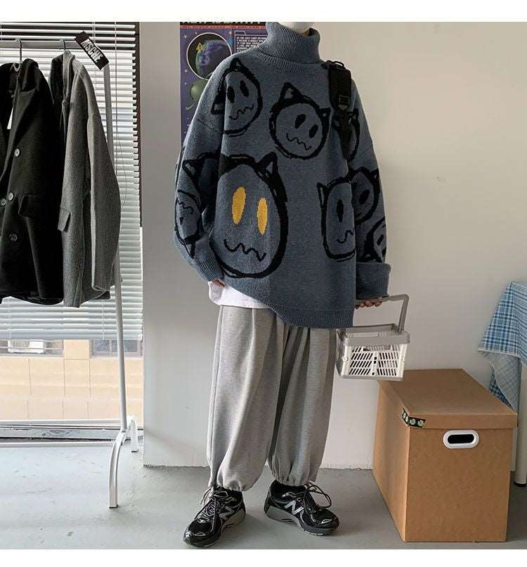 Retro Ghost Land Turtleneck Sweater