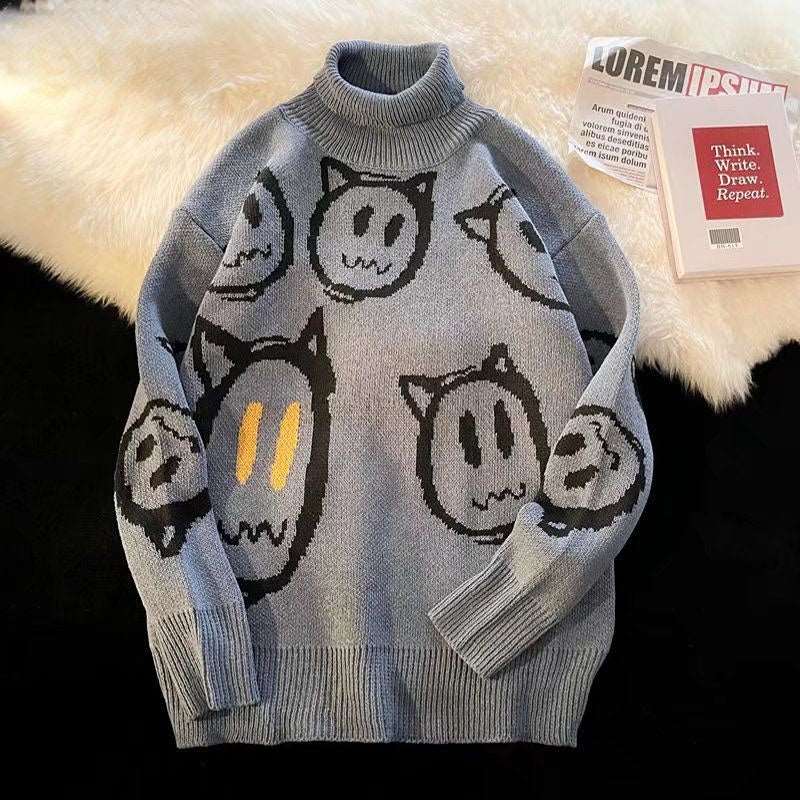 Retro Ghost Land Turtleneck Sweater
