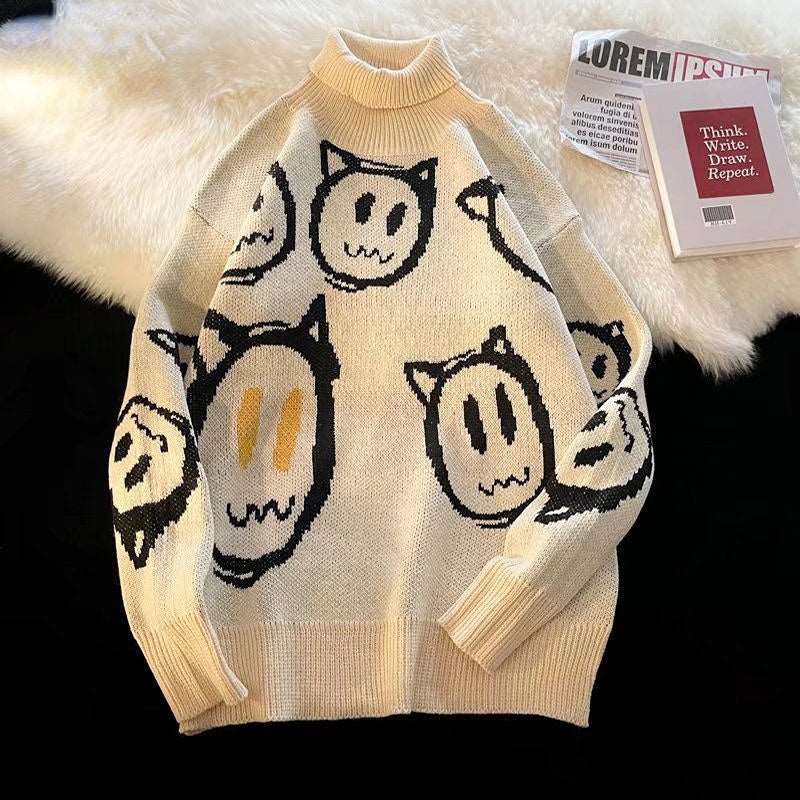 Retro Ghost Land Turtleneck Sweater