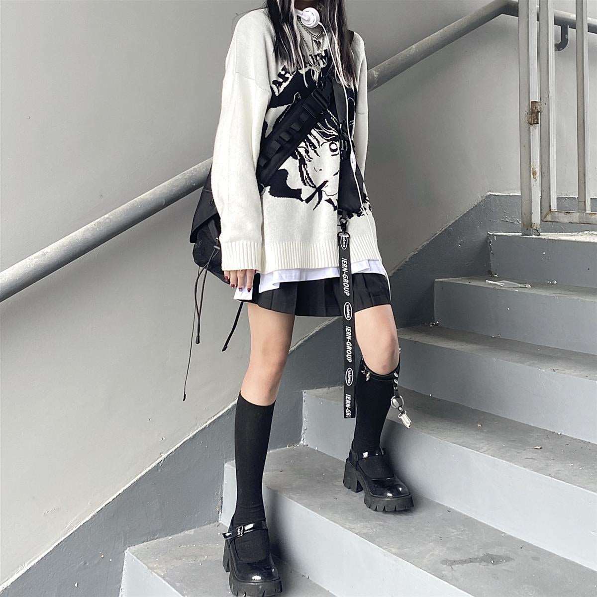 Smoking Anime Girl Sweatshirt Wakaii