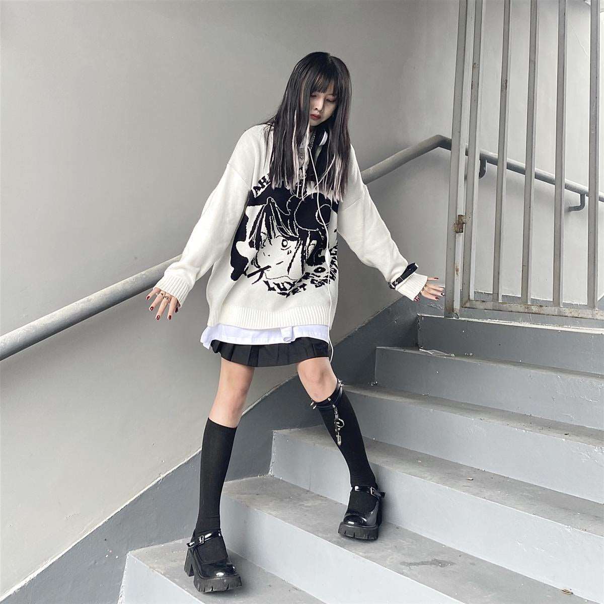 Smoking Anime Girl Sweatshirt Wakaii