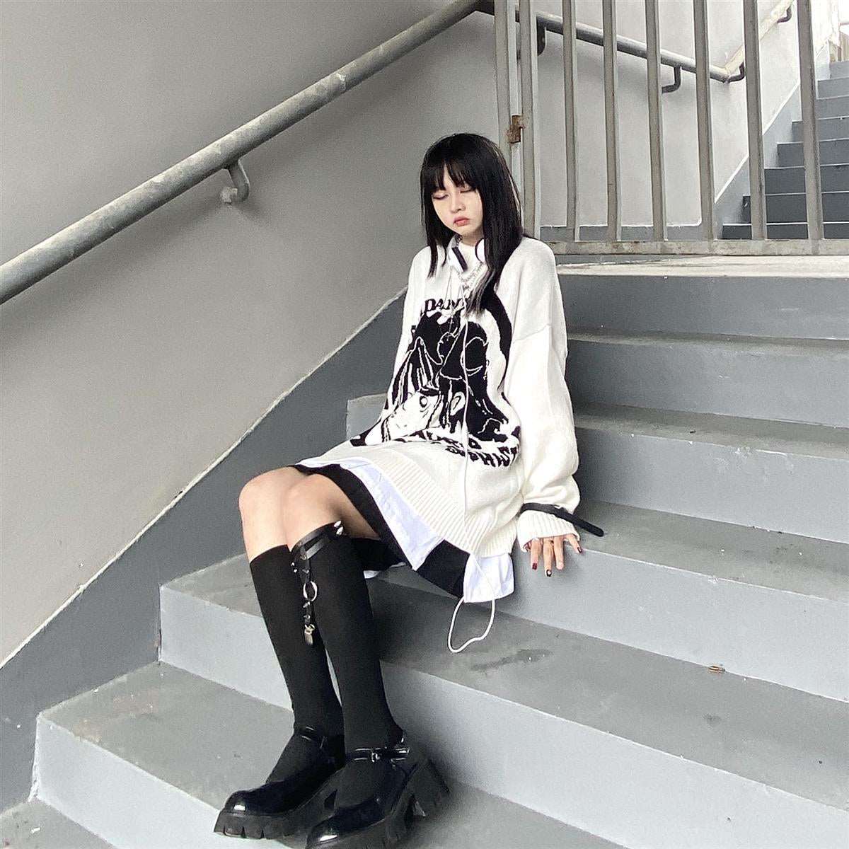 Smoking Anime Girl Sweatshirt Wakaii