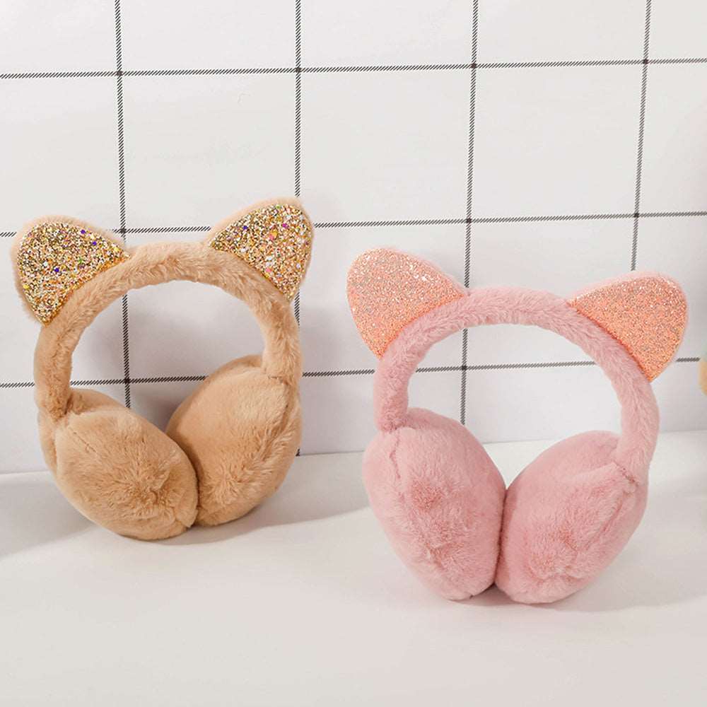 Sparkle Kitty Plush Earmuffs Wakaii