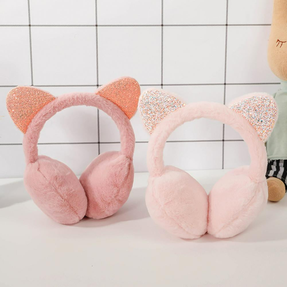 Sparkle Kitty Plush Earmuffs Wakaii