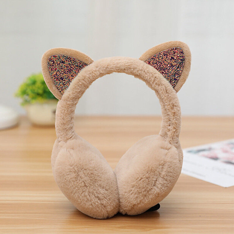 Sparkle Kitty Plush Earmuffs Wakaii