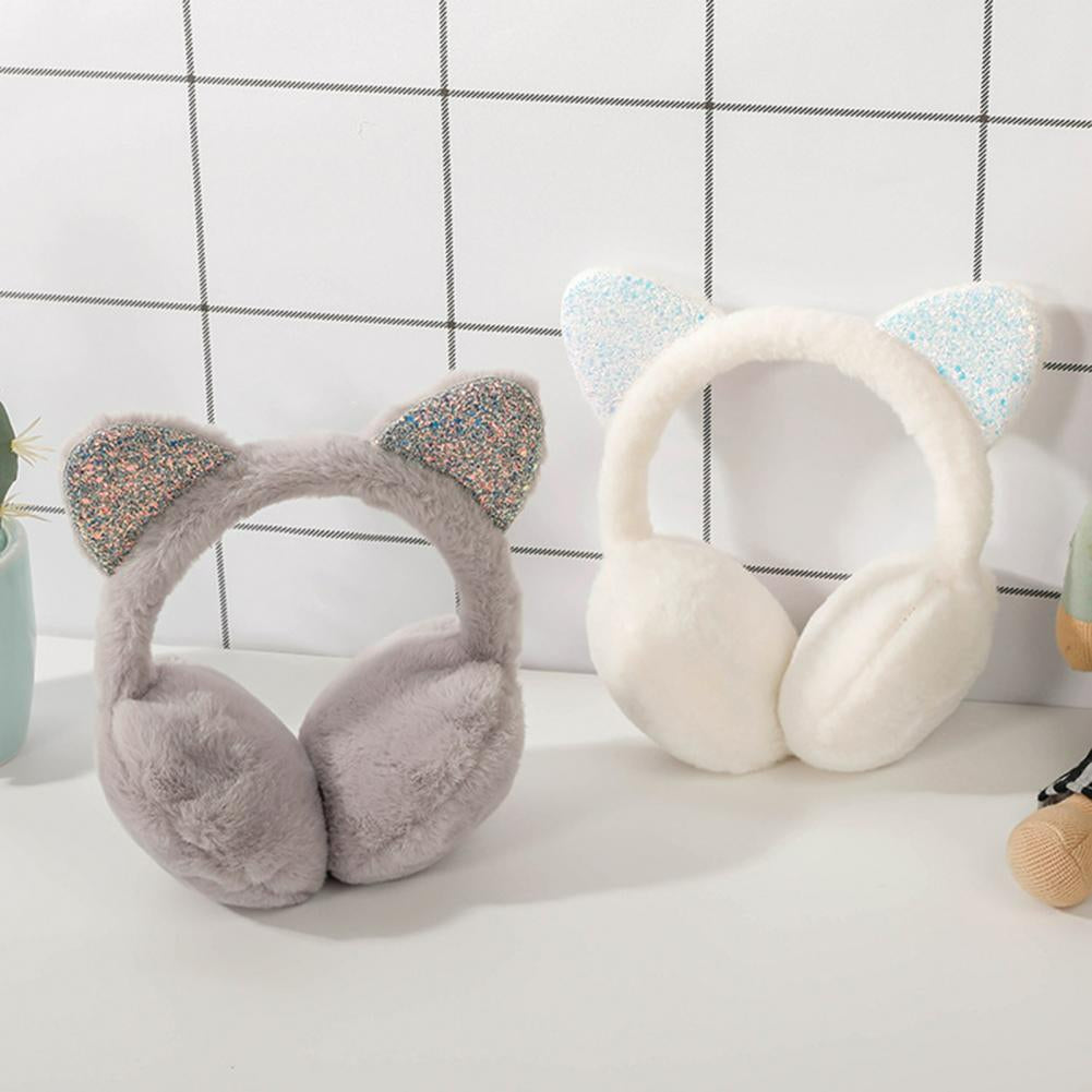 Sparkle Kitty Plush Earmuffs Wakaii