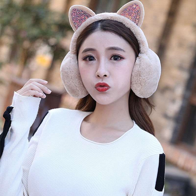 Sparkle Kitty Plush Earmuffs Wakaii