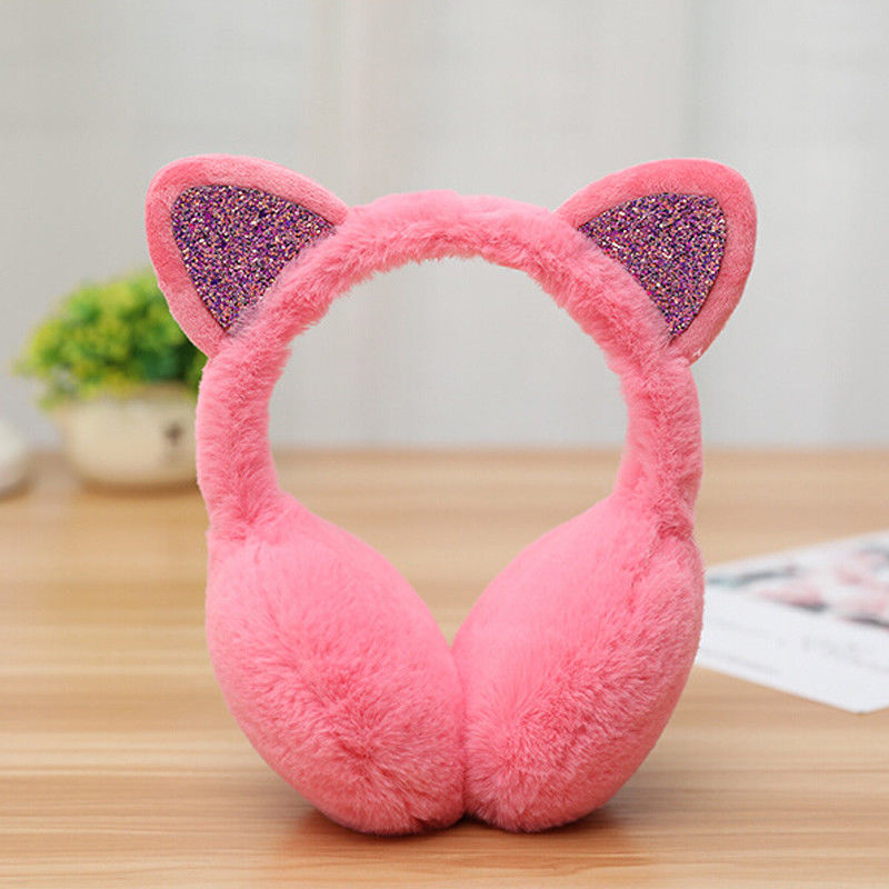 Sparkle Kitty Plush Earmuffs Wakaii