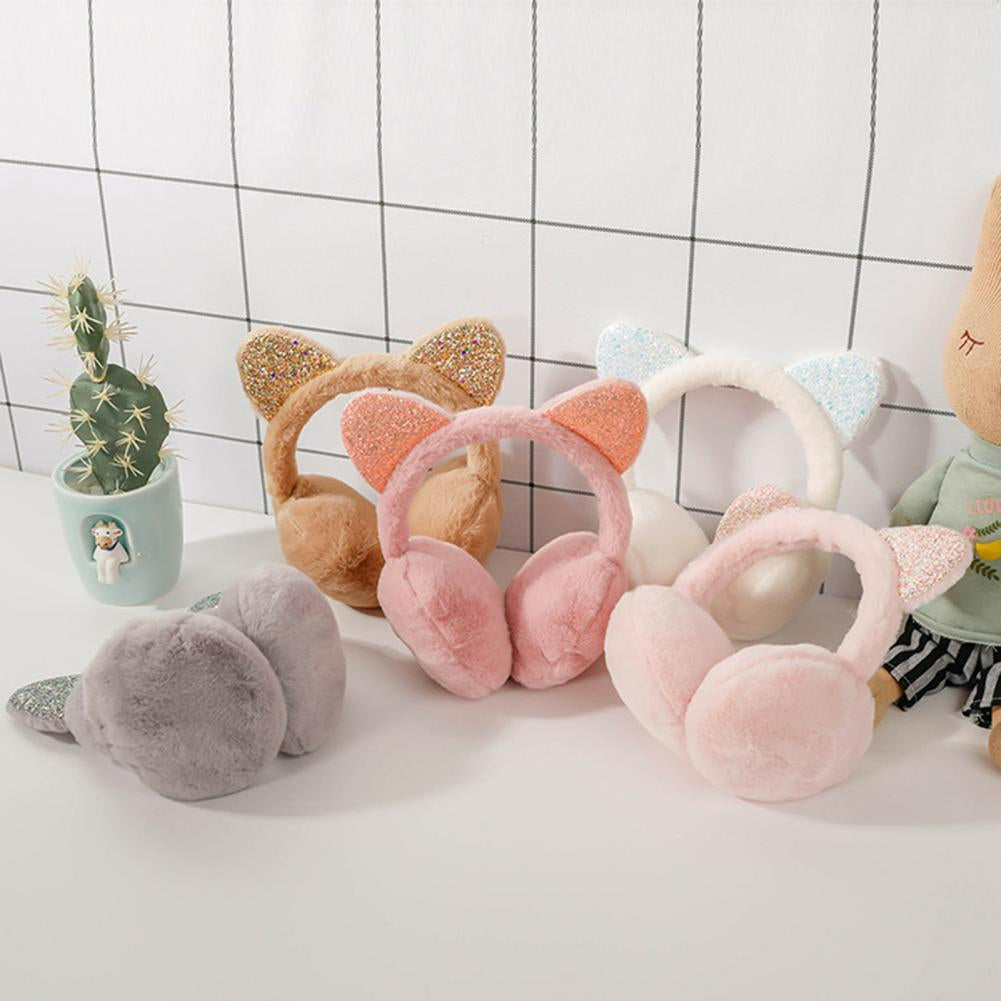 Sparkle Kitty Plush Earmuffs Wakaii