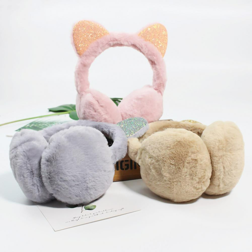 Sparkle Kitty Plush Earmuffs Wakaii