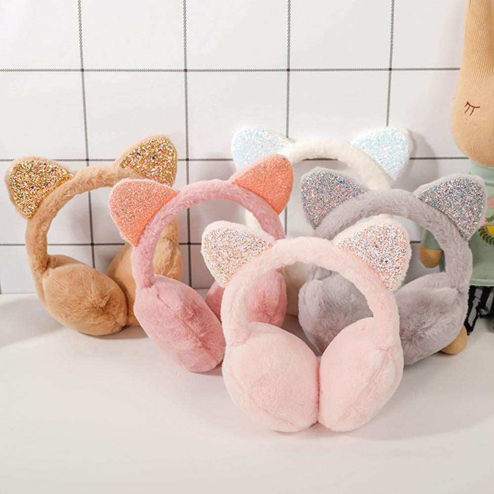 Sparkle Kitty Plush Earmuffs Wakaii