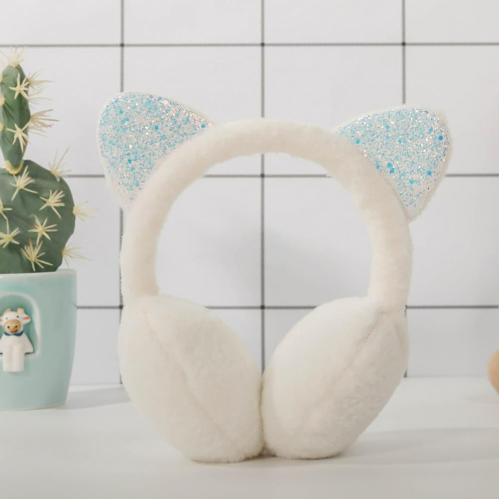 Sparkle Kitty Plush Earmuffs Wakaii