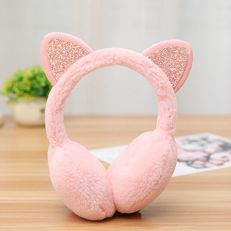 Sparkle Kitty Plush Earmuffs Wakaii