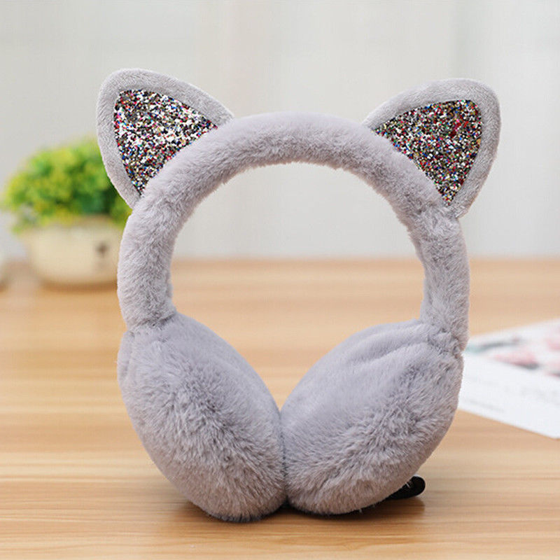 Sparkle Kitty Plush Earmuffs Wakaii