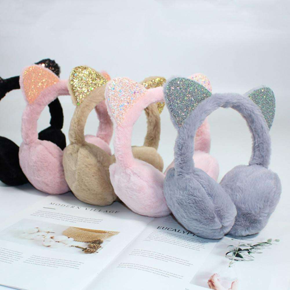 Sparkle Kitty Plush Earmuffs Wakaii