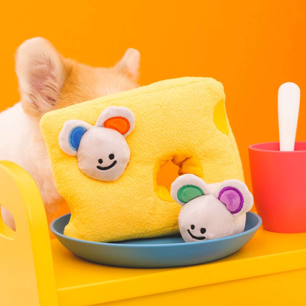 Squeaky Cheese & Mouse Dog Toy