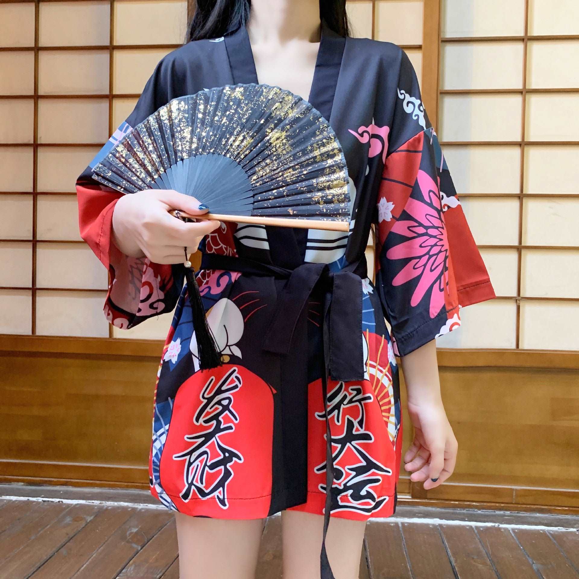Traditional Chinese Lucky Cat Kimono