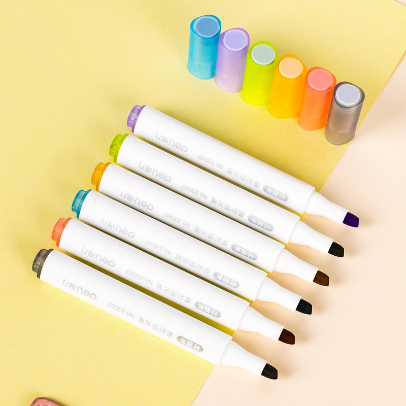 Soft color highlighter students use the highlight marker pen to make notes, children's drawing axe pen Wakaii