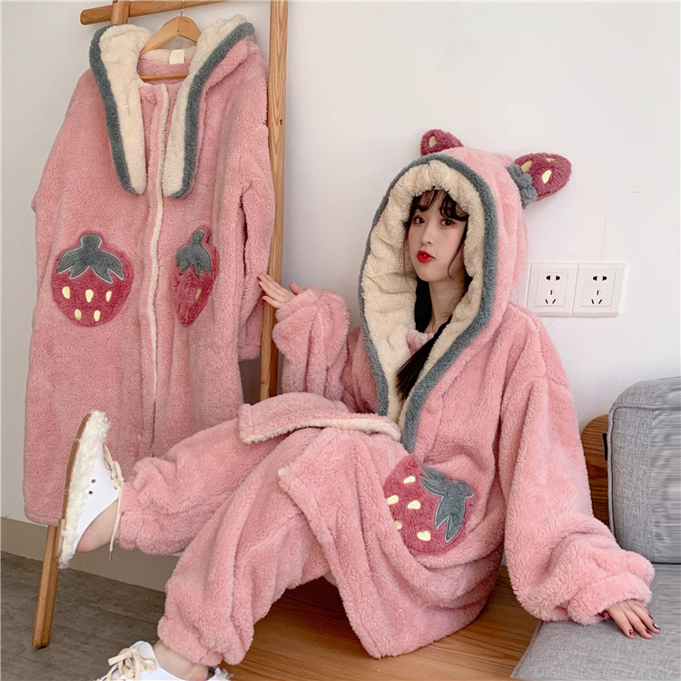 Kawaii Strawberry Nightdress & Pajama Set