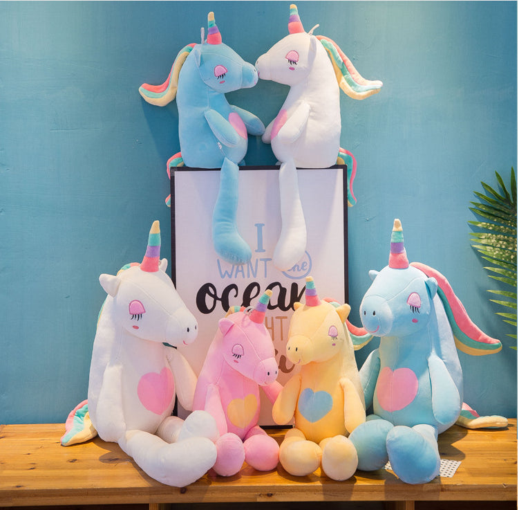 Kawaii Colorful Unicorn Family Plushies