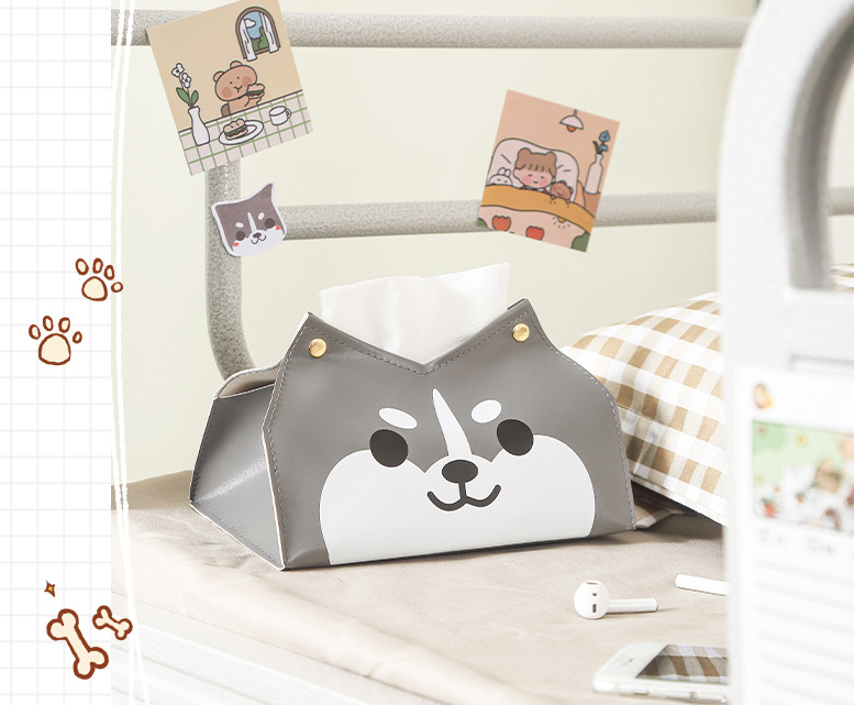 Kawaii Shiba Inu & Husky Leather Tissue Boxes