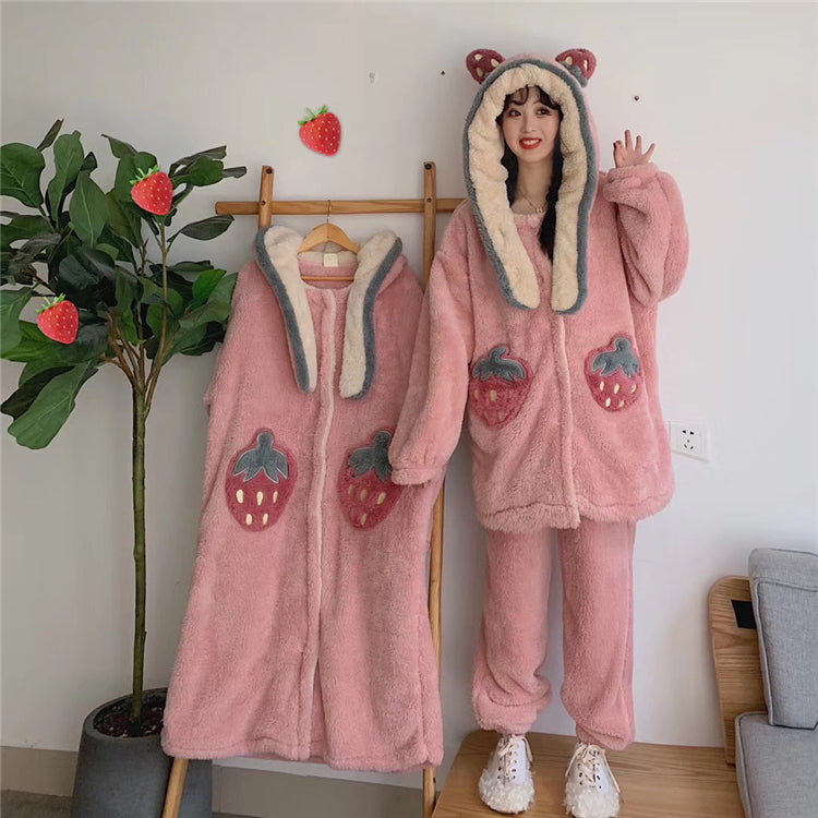 Kawaii Strawberry Nightdress & Pajama Set