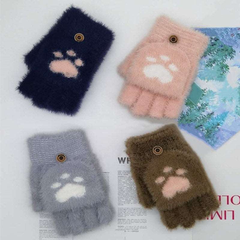 Cozy Paws Half Finger Gloves Wakaii