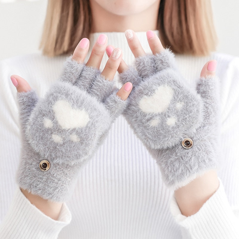 Cozy Paws Half Finger Gloves Wakaii