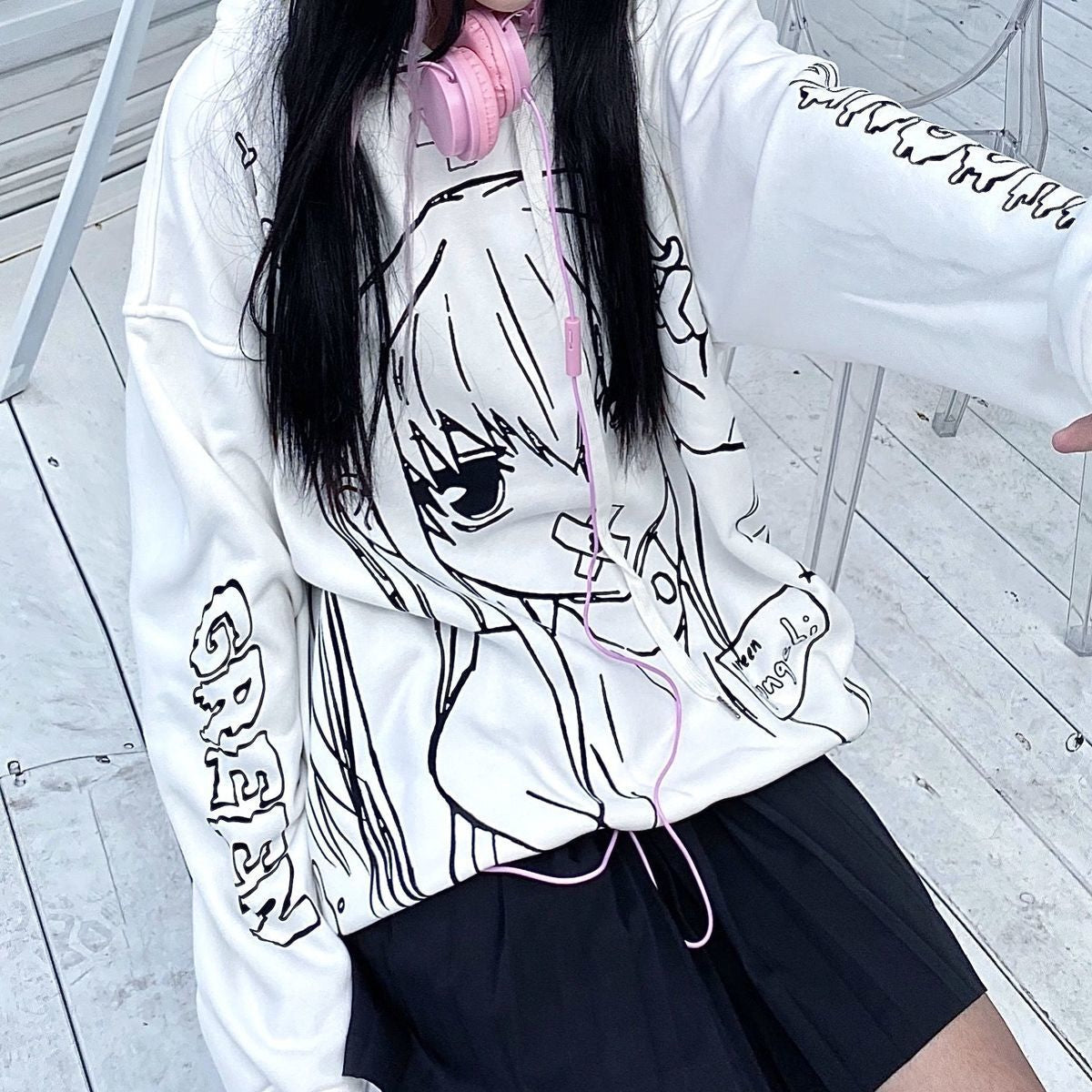 Cute printed loose sweatshirt Wakaii