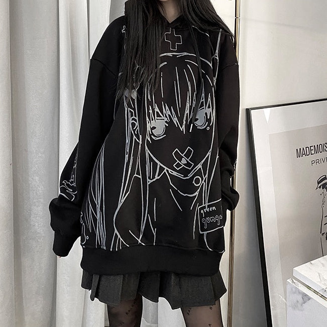 Cute printed loose sweatshirt Wakaii