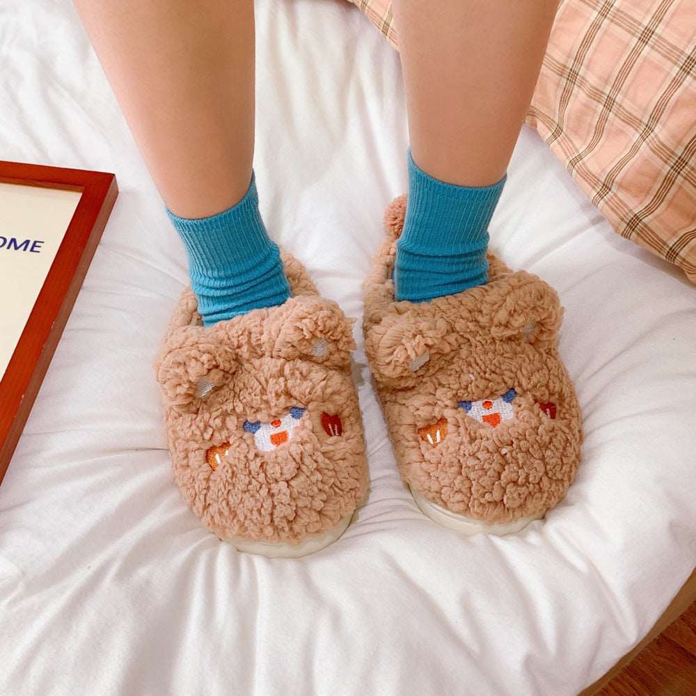 Home Indoor Household Couple Plush Slippers Wakaii