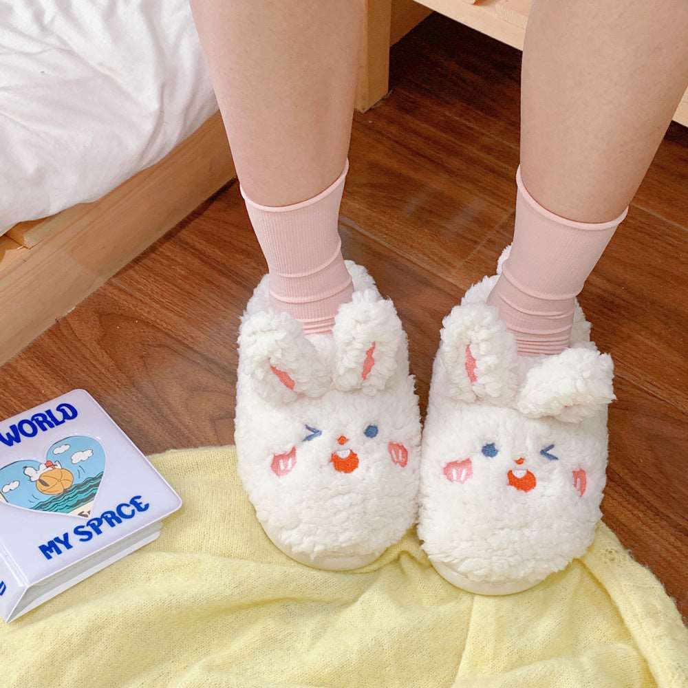 Home Indoor Household Couple Plush Slippers Wakaii