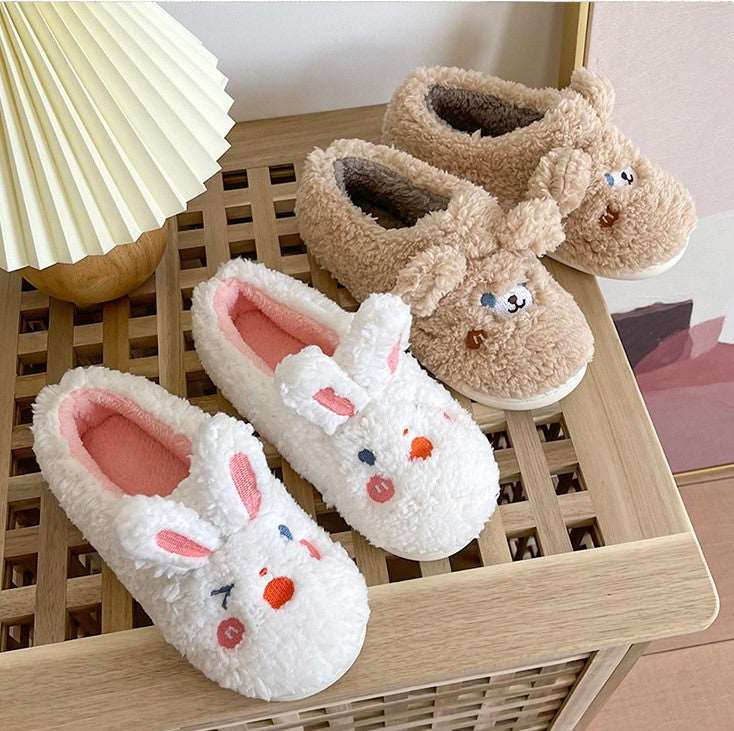 Fluffy Bunny & Bear Plush Slippers