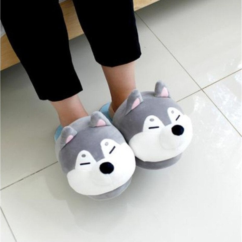 Fluffy Shiba Inu and Husky Slippers Wakaii
