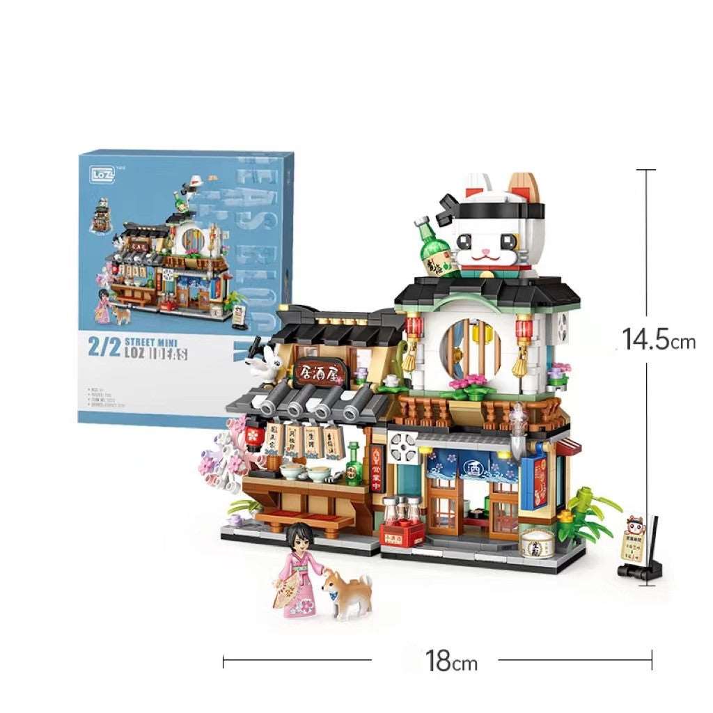 Particle Building Blocks Aquatic Store Japanese Street Scene Mosaic Educational Toys Wakaii