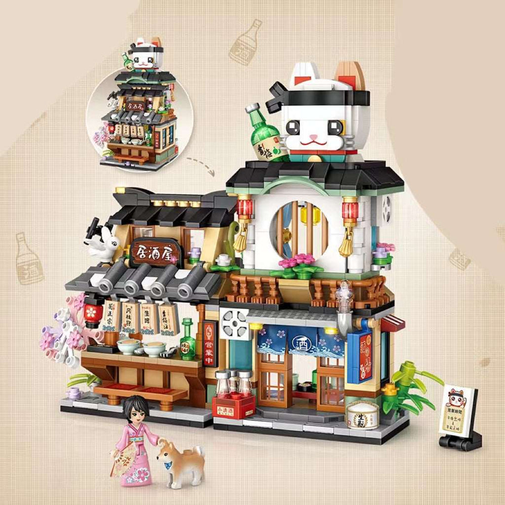 Particle Building Blocks Aquatic Store Japanese Street Scene Mosaic Educational Toys Wakaii